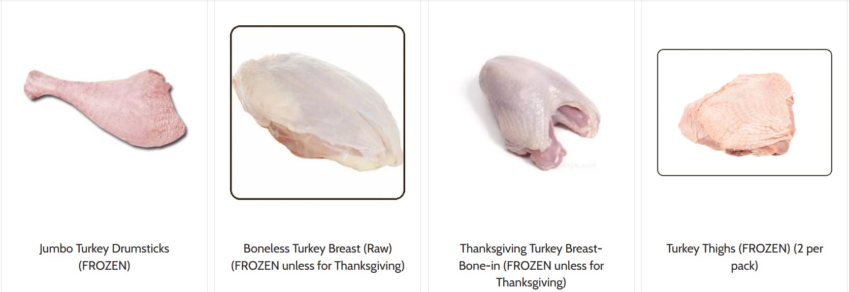 Frozen Turkey parts